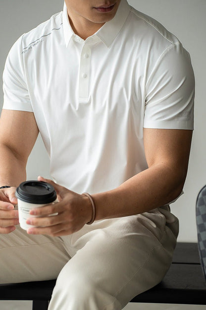 Pulse Short Sleeve Active Stretch Performance Polo Shirt featuring Spread Collar and Slim Fit