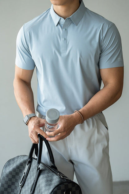 Pulse Short Sleeve Active Stretch Performance Polo Shirt featuring Spread Collar and Slim Fit