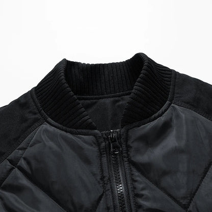 Ranger Cargo Puffer Jacket with Diamond Quilt Panels and Ribbed Stand Collar