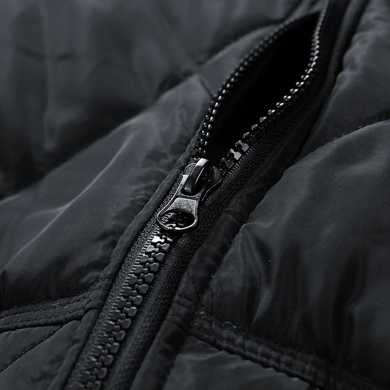 Ranger Cargo Puffer Jacket with Diamond Quilt Panels and Ribbed Stand Collar