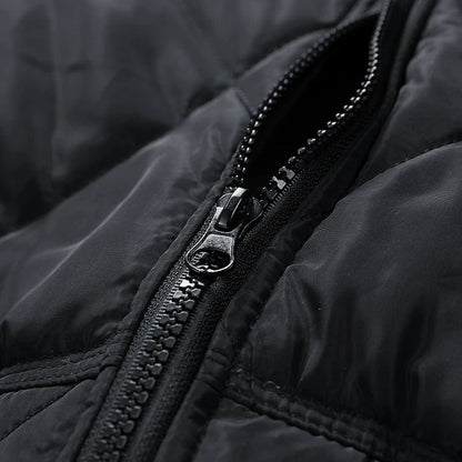 Ranger Cargo Puffer Jacket with Diamond Quilt Panels and Ribbed Stand Collar