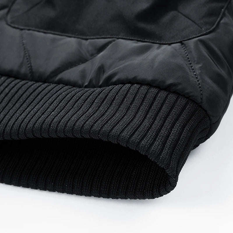Ranger Cargo Puffer Jacket with Diamond Quilt Panels and Ribbed Stand Collar