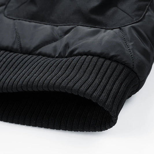 Ranger Cargo Puffer Jacket with Diamond Quilt Panels and Ribbed Stand Collar
