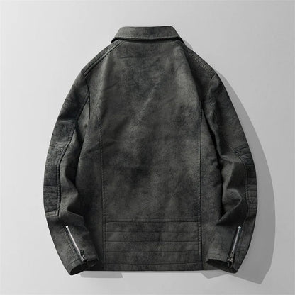 Rebel Suede Biker Jacket with Asymmetric Zip Quilted Sleeves and Snap Collar