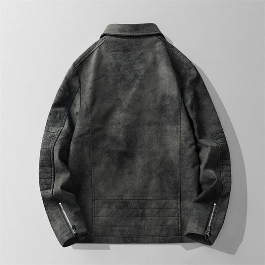 Rebel Suede Biker Jacket with Asymmetric Zip Quilted Sleeves and Snap Collar