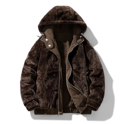 Reversible Fleece Hoodie with Teddy Sherpa Outer and Smooth Suede Interior