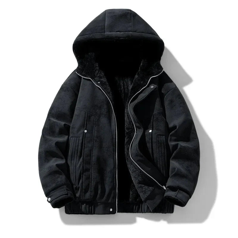 Reversible Fleece Hoodie with Teddy Sherpa Outer and Smooth Suede Interior
