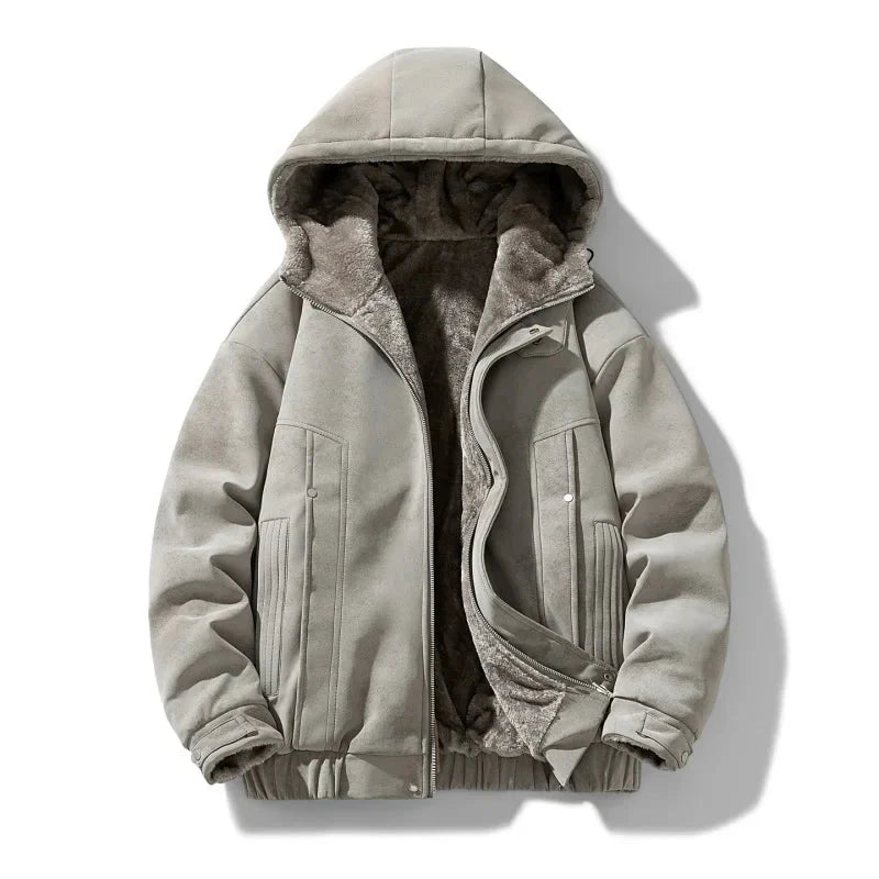 Reversible Fleece Hoodie with Teddy Sherpa Outer and Smooth Suede Interior