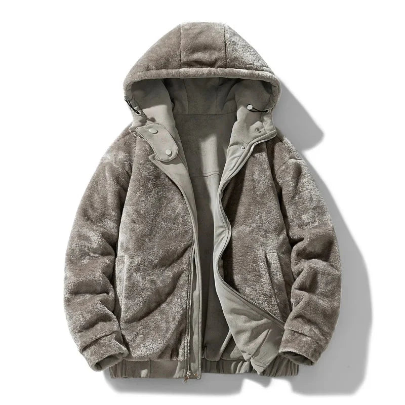Reversible Fleece Hoodie with Teddy Sherpa Outer and Smooth Suede Interior