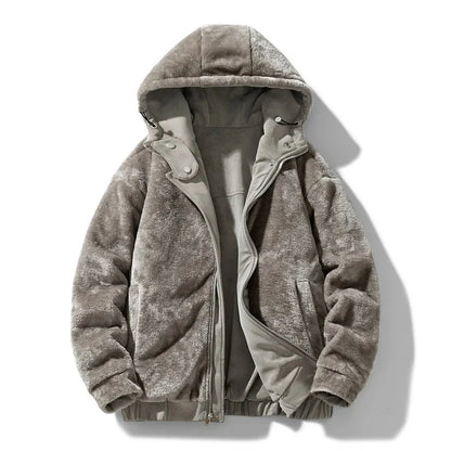 Reversible Fleece Hoodie with Teddy Sherpa Outer and Smooth Suede Interior
