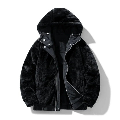 Reversible Fleece Hoodie with Teddy Sherpa Outer and Smooth Suede Interior