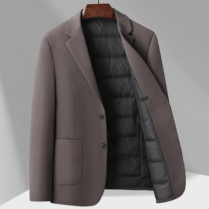 Rhode Scuba Blazer with Herringbone Texture and Quilted Down Inner Lining