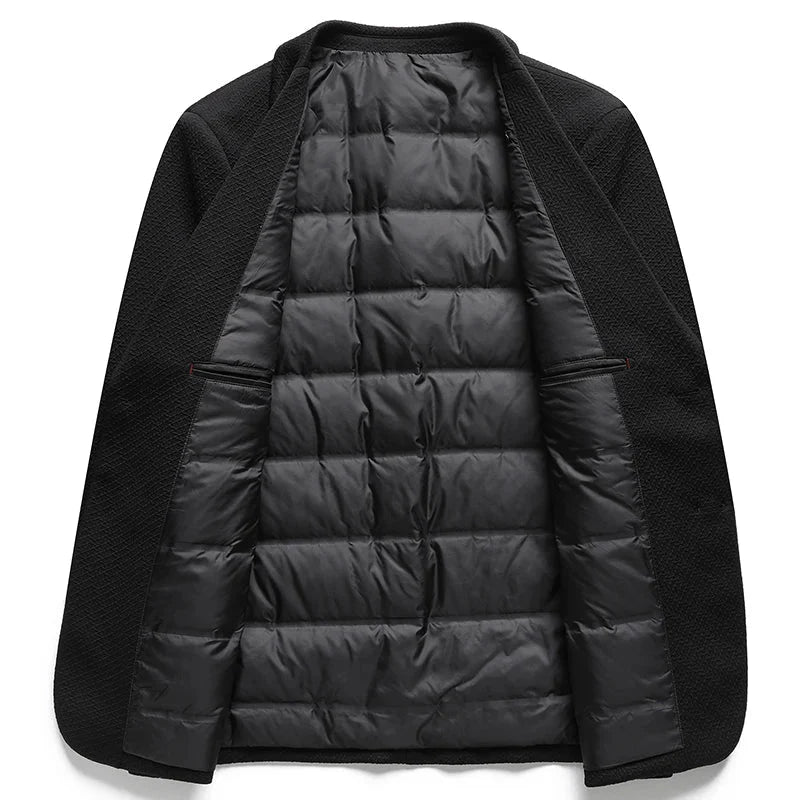 Rhode Scuba Blazer with Herringbone Texture and Quilted Down Inner Lining