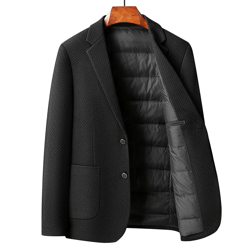 Rhode Scuba Blazer with Herringbone Texture and Quilted Down Inner Lining