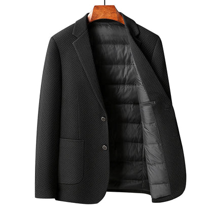 Rhode Scuba Blazer with Herringbone Texture and Quilted Down Inner Lining