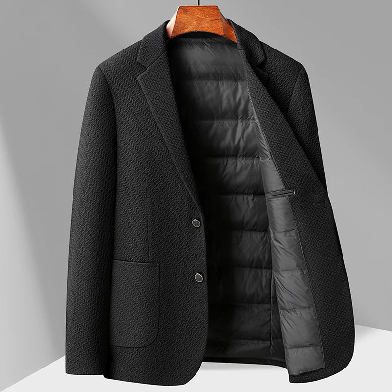 Rhode Scuba Blazer with Herringbone Texture and Quilted Down Inner Lining