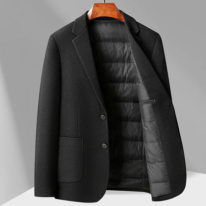 Rhode Scuba Blazer with Herringbone Texture and Quilted Down Inner Lining
