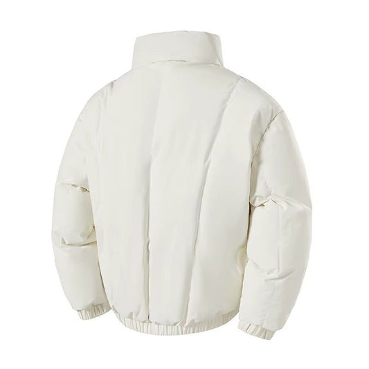 Shaw Heavyweight Puffer Coat with Plaid Stand Collar and Full Zip Closure