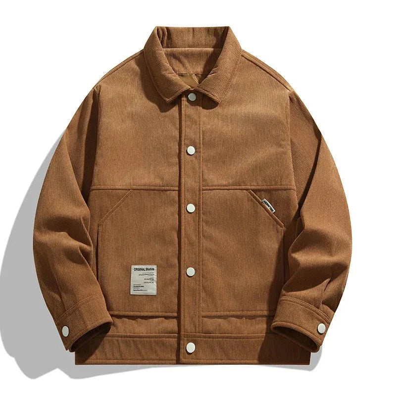 Studio Original Boxy Corduroy Jacket with Snap Button Front and Large Patch Pockets