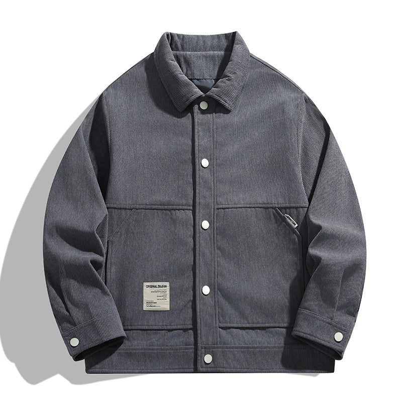 Studio Original Boxy Corduroy Jacket with Snap Button Front and Large Patch Pockets