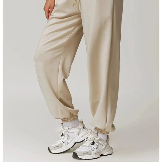 Yoga Fit Jogger Sweatpants with Elastic High Waist Drawstring and Ribbed Cuffs