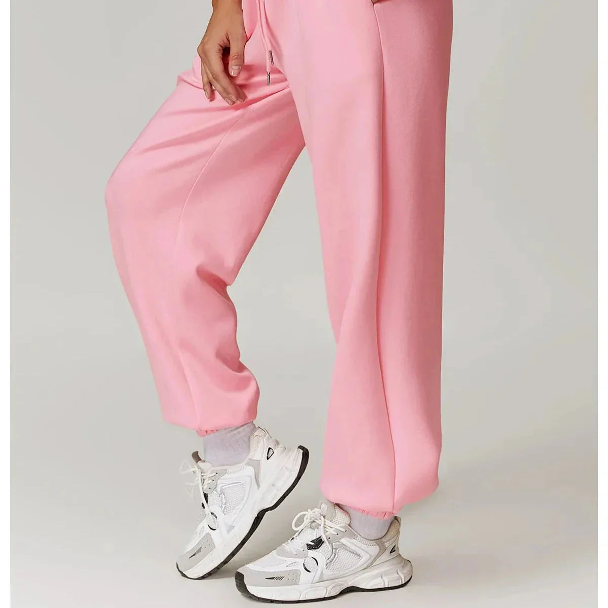 Yoga Fit Jogger Sweatpants with Elastic High Waist Drawstring and Ribbed Cuffs
