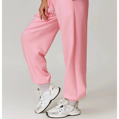 Yoga Fit Jogger Sweatpants with Elastic High Waist Drawstring and Ribbed Cuffs