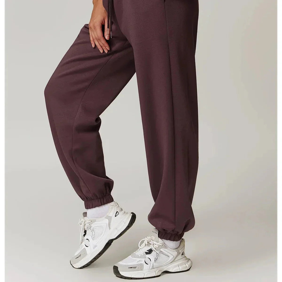Yoga Fit Jogger Sweatpants with Elastic High Waist Drawstring and Ribbed Cuffs