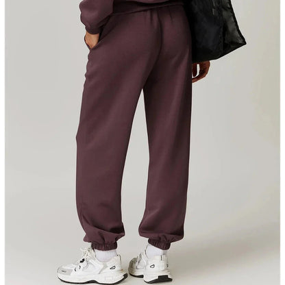 Yoga Fit Jogger Sweatpants with Elastic High Waist Drawstring and Ribbed Cuffs
