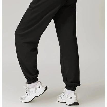 Yoga Fit Jogger Sweatpants with Elastic High Waist Drawstring and Ribbed Cuffs