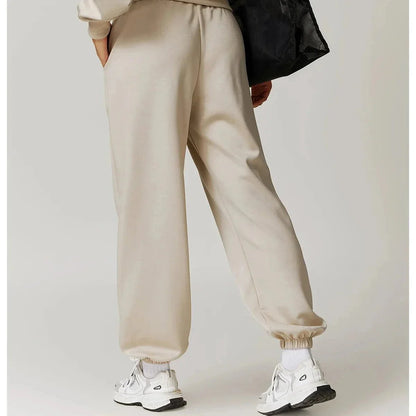 Yoga Fit Jogger Sweatpants with Elastic High Waist Drawstring and Ribbed Cuffs