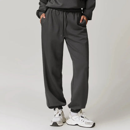 Yoga Fit Jogger Sweatpants with Elastic High Waist Drawstring and Ribbed Cuffs